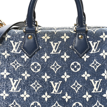 Louis Vuitton Monogram Jacquard Denim Speedy Bandouliere 25 Bleu 7 of 10