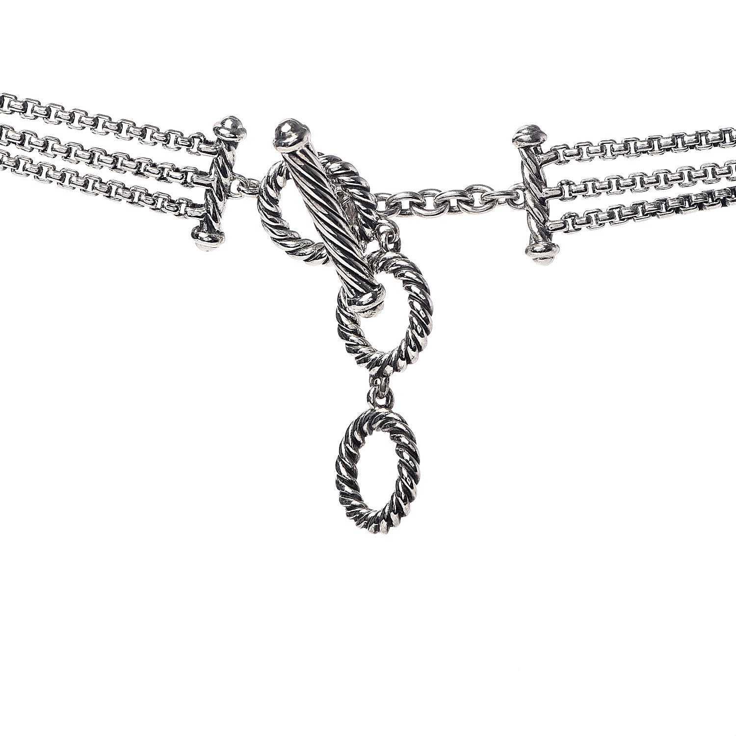 David Yurman Sterling Silver 18K Yellow Gold Black Diamond Hematite Confetti Drop Necklace 4 of 5
