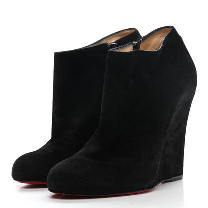 Christian Louboutin Suede Belle Zeppa 100 Wedge Ankle Boots 40.5 Black 3 of 13