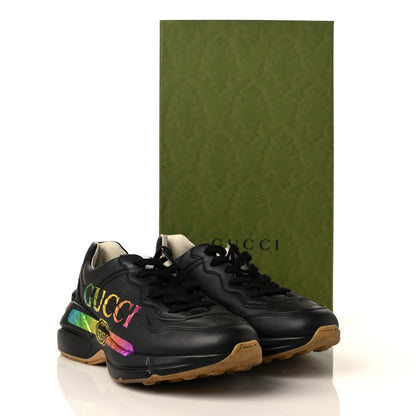 Gucci Calfskin Gucci Band Printed Mens Rhyton Sneakers 7 Apollo Black 9 of 9