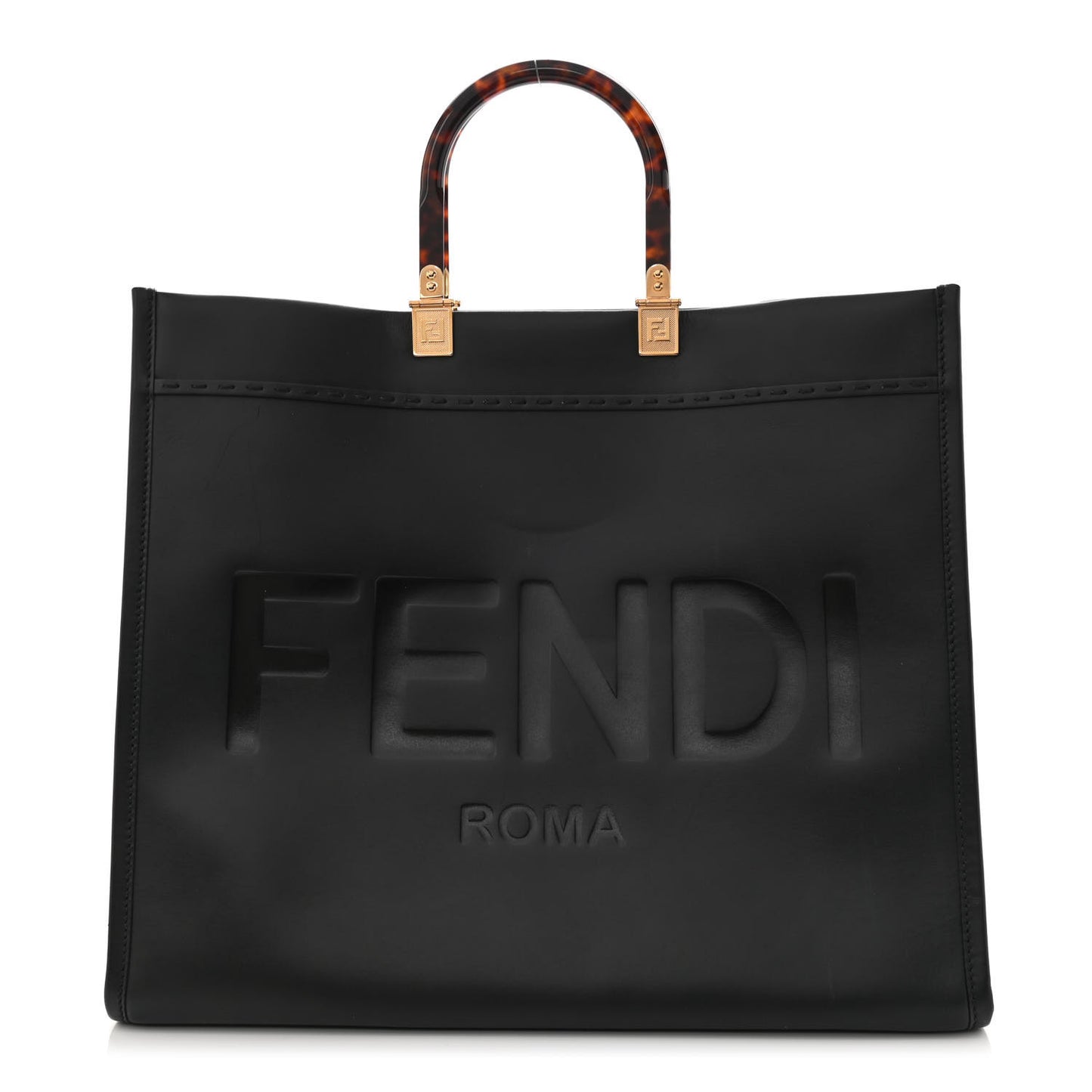 Vitello King Plexiglass Large Fendi Sunshine Shopper Tote Black