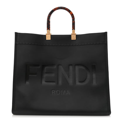 Fendi Vitello King Plexiglass Large Fendi Sunshine Shopper Tote Black 1 of 12