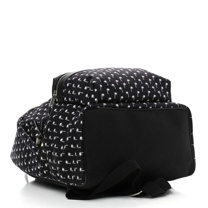 Saint Laurent Canvas Palm Tree Print City Backpack Black White 4 of 9