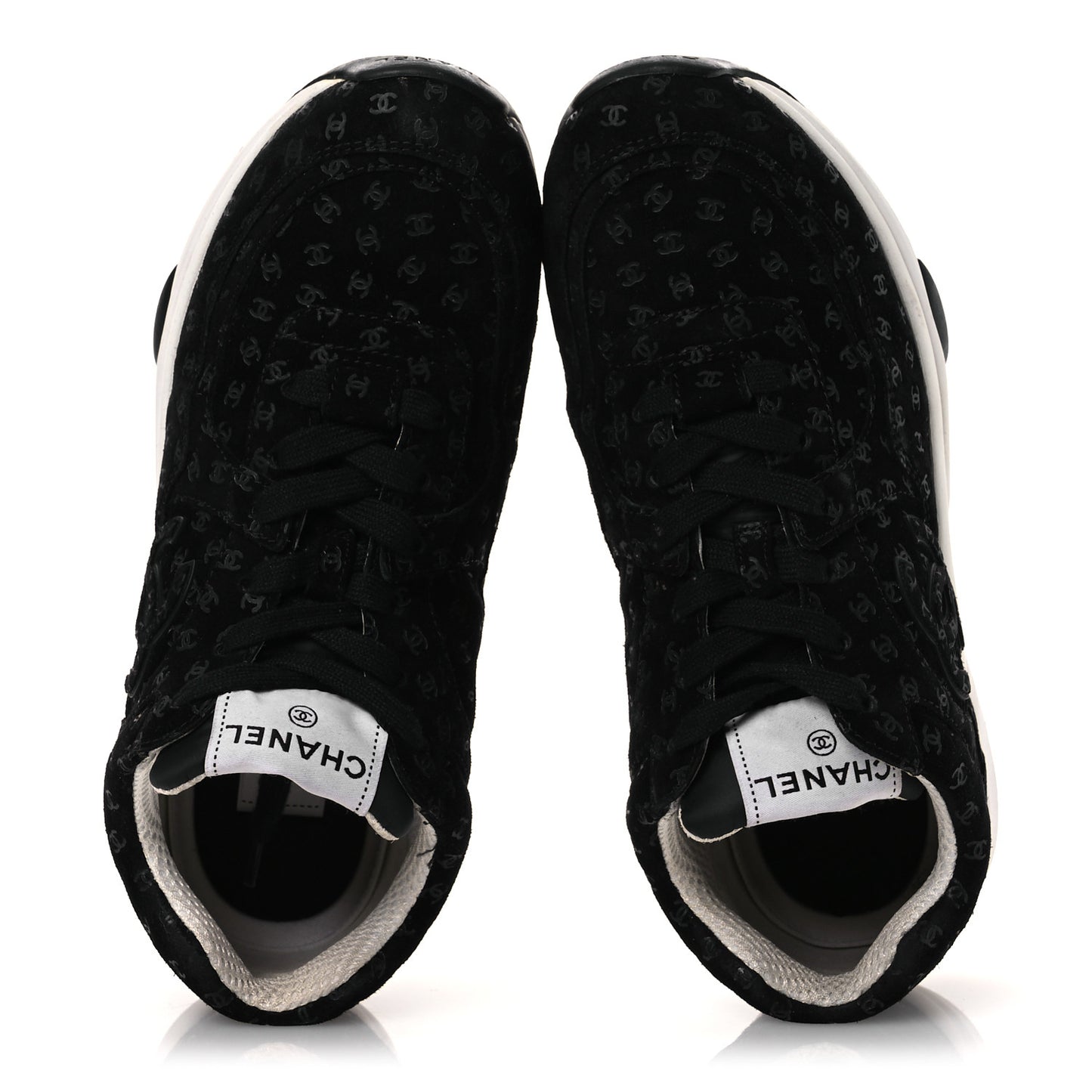Suede Calfskin Printed CC Sneakers 38.5 Black