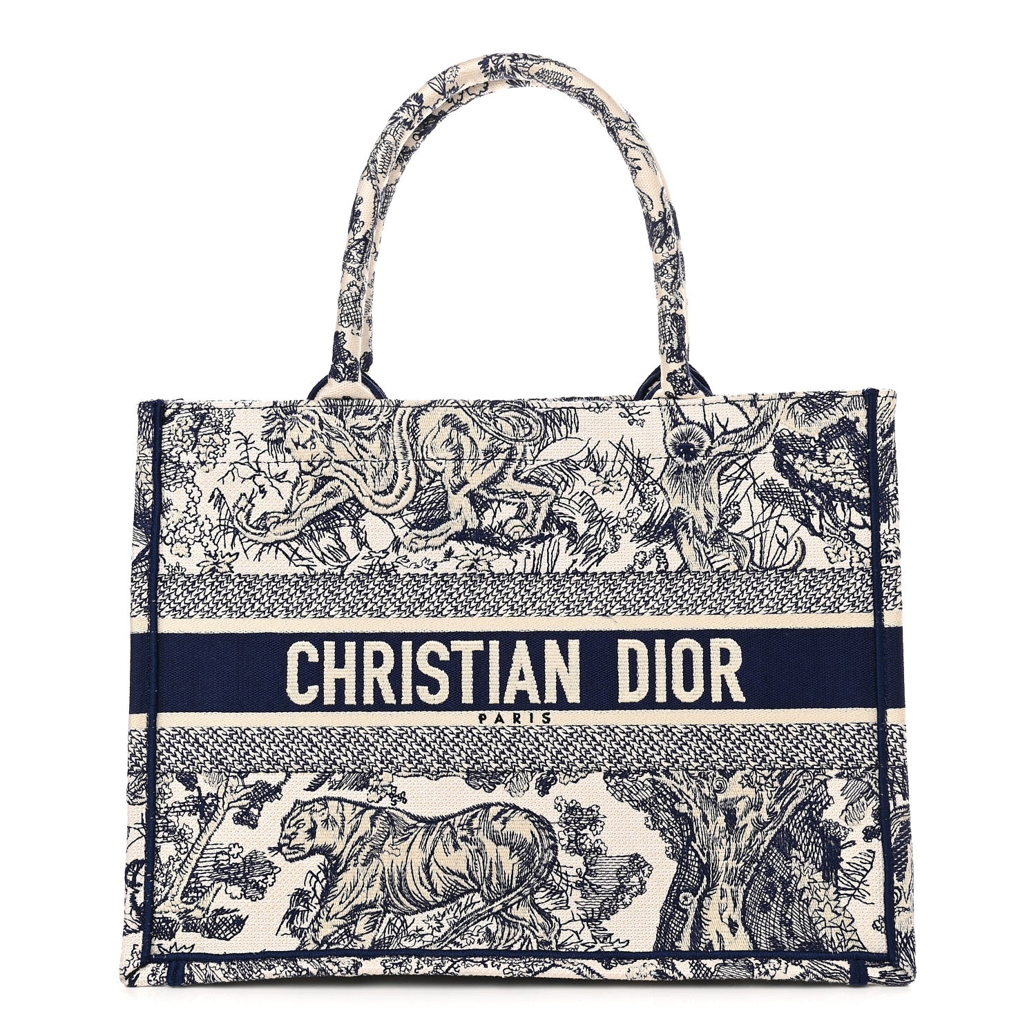 Christian Dior Canvas Embroidered Medium Dioriviera Toile De Jouy Book Tote Blue 1 of 10