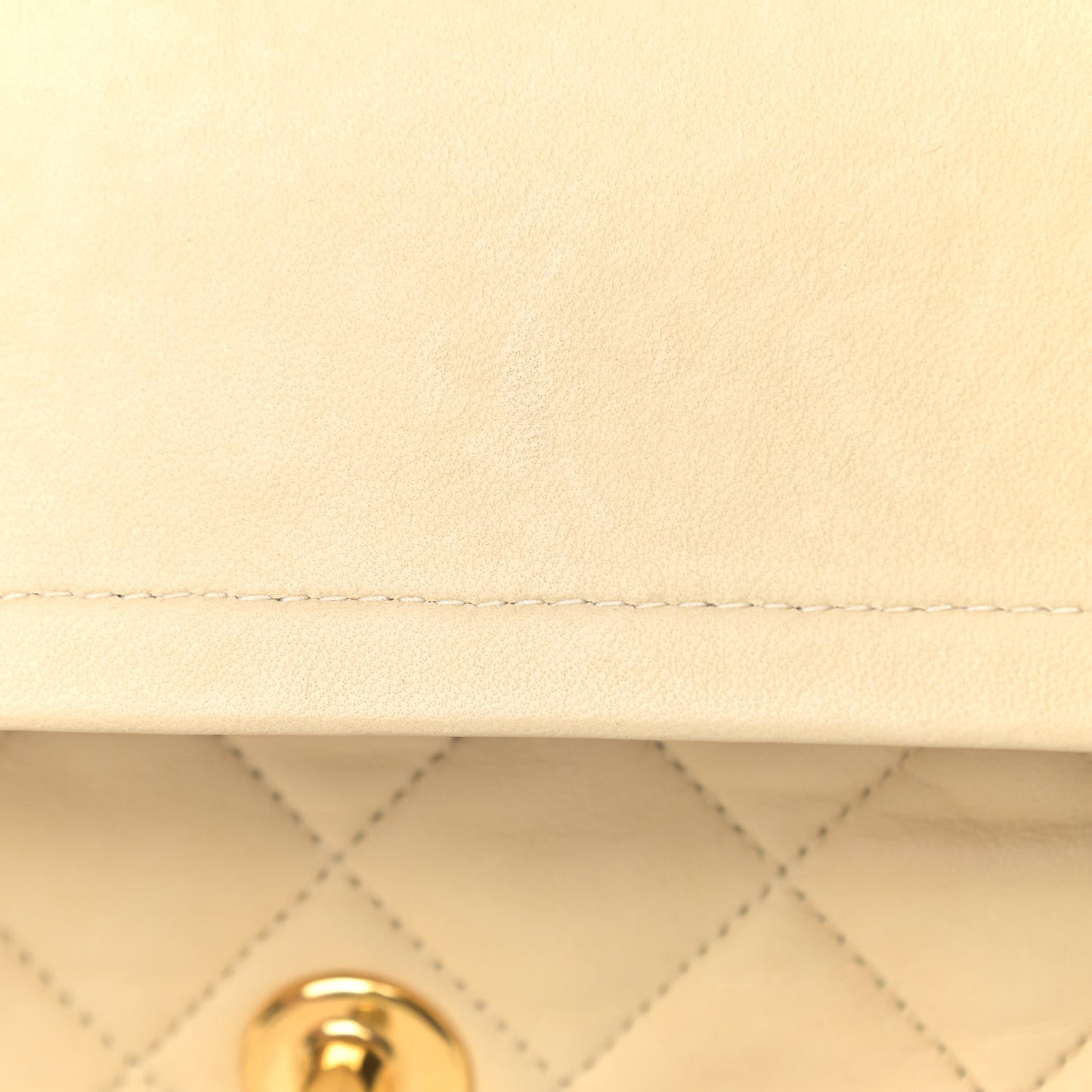 Lambskin Quilted Medium Double Flap Light Beige