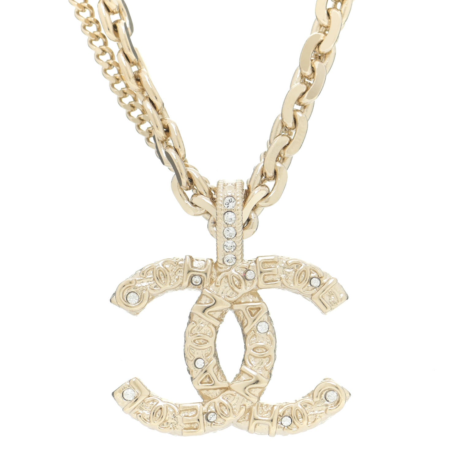 Chanel Crystal CC Multi Strand Chain Necklace Gold 4 of 6