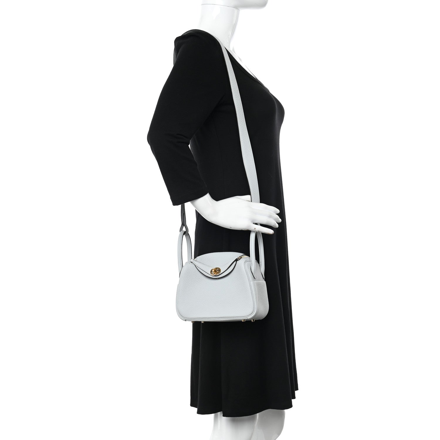 Hermes Taurillon Clemence Mini Lindy 20 Bleu Pale 2 of 10