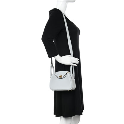 Hermes Taurillon Clemence Mini Lindy 20 Bleu Pale 2 of 10