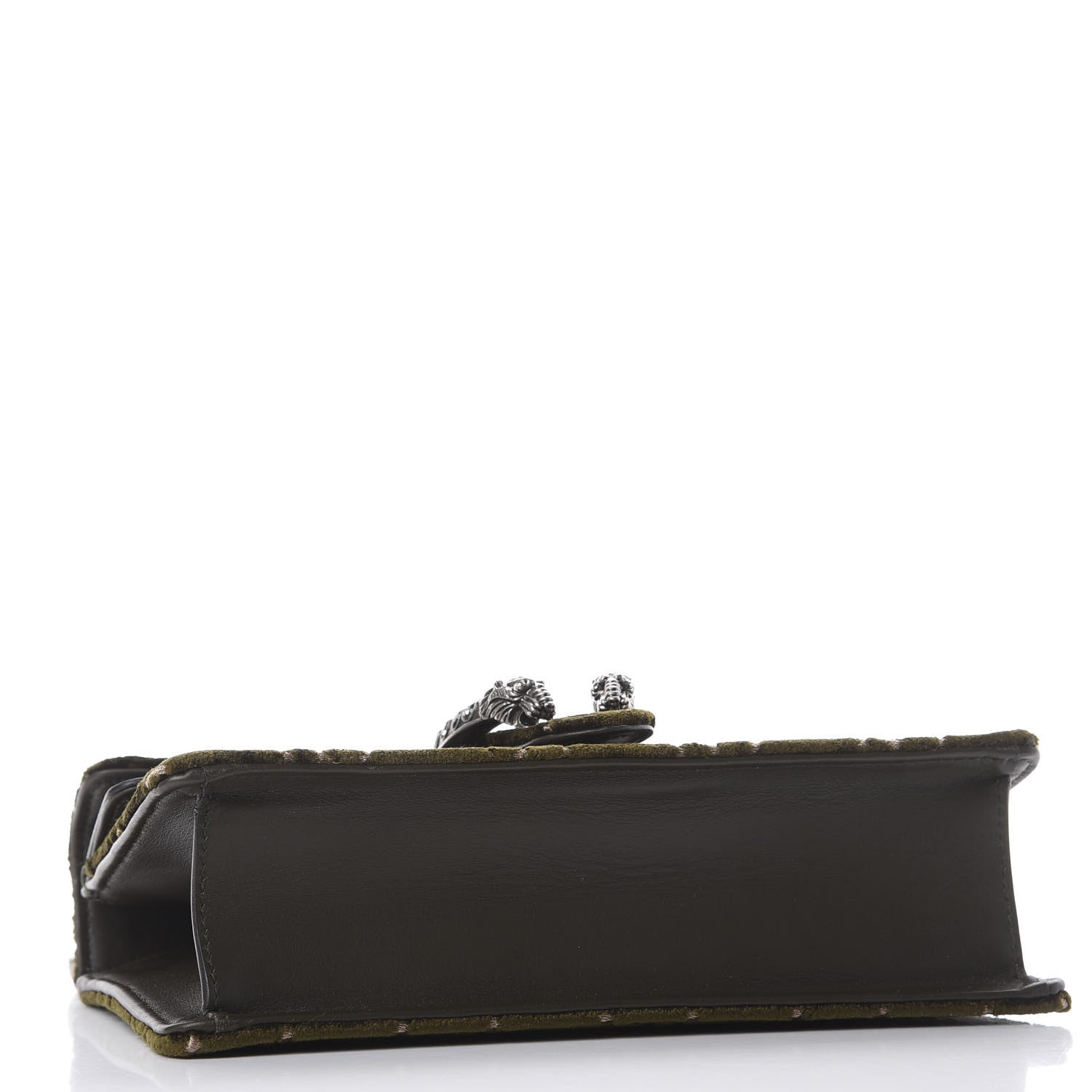 Gucci Velvet Moon Calfskin Crystal GG Monogram Small Dionysus Shoulder Bag Dark Olive Rose Gold 3 of 9
