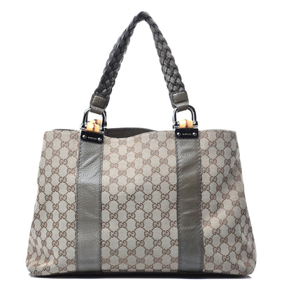Gucci Monogram Medium Bamboo Bar Tote Olive 1 of 12