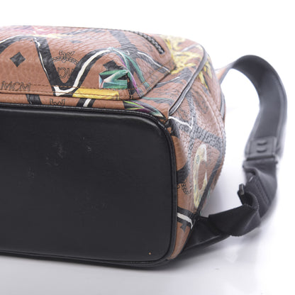 MCM Visetos Calfskin Motif Rombi Lion Printed Small Backpack Cognac 10 of 10
