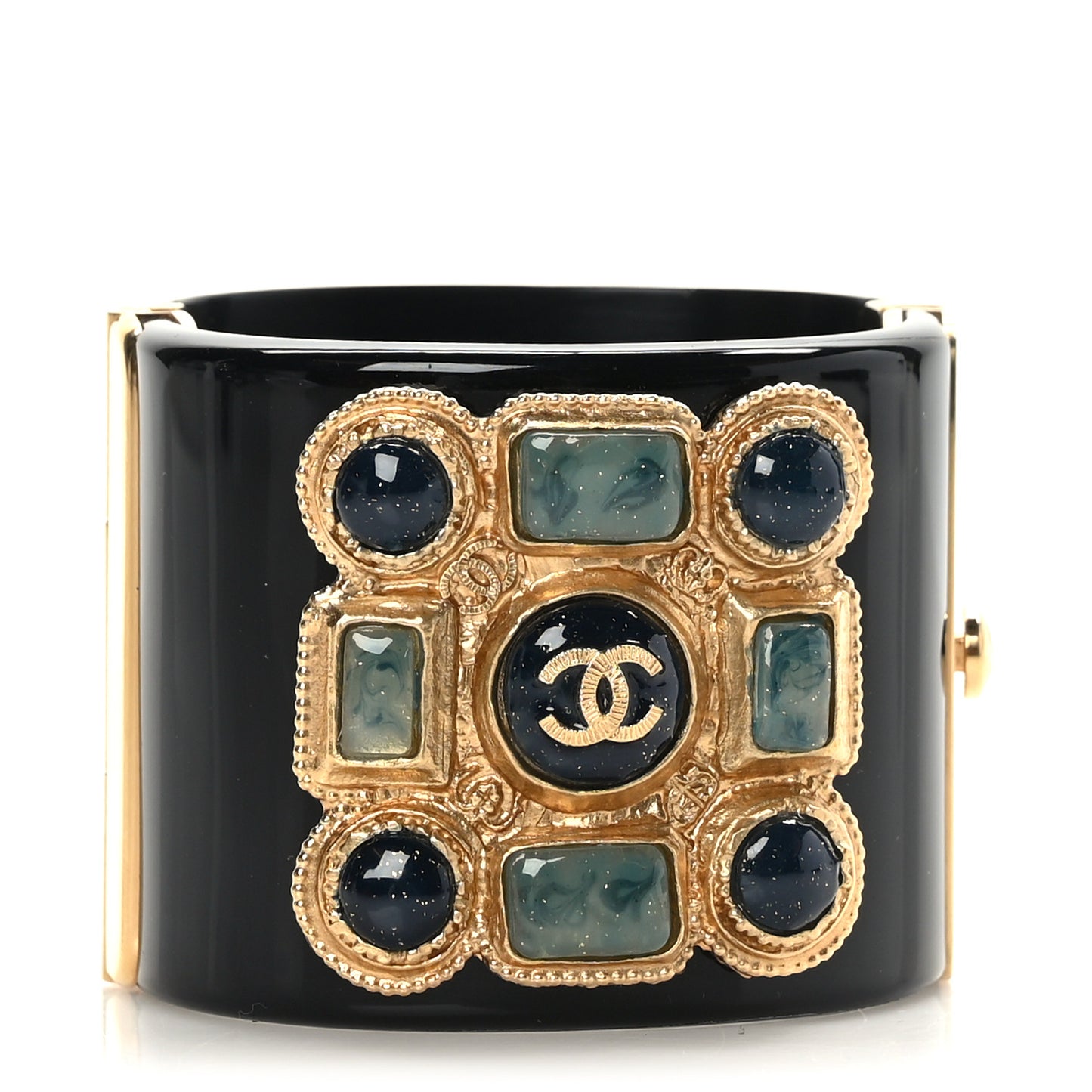 Resin Crystal CC Wide Cuff Black Multicolor