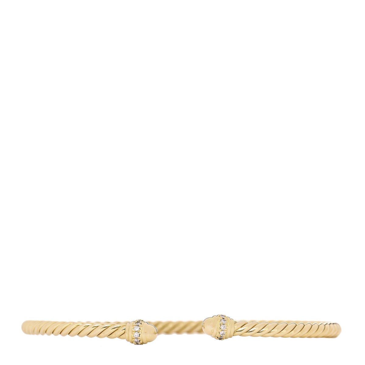 David Yurman 18K Yellow Gold Diamond 3mm Cablespira Bracelet 1 of 3