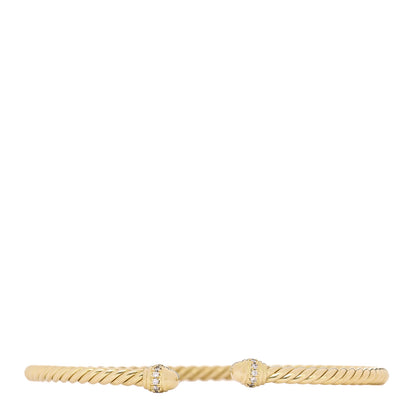 David Yurman 18K Yellow Gold Diamond 3mm Cablespira Bracelet 1 of 3