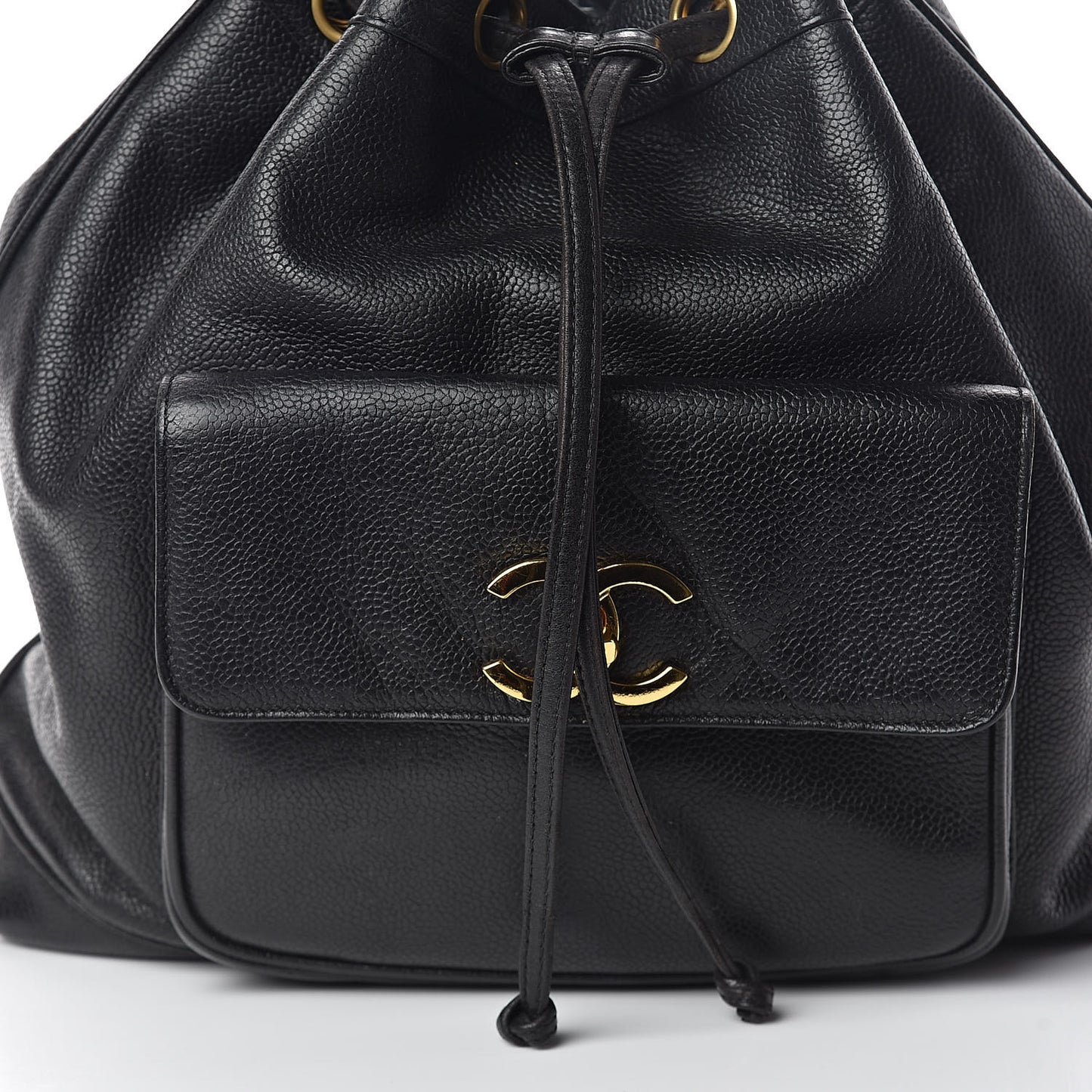 Caviar Drawstring Backpack Bag Black