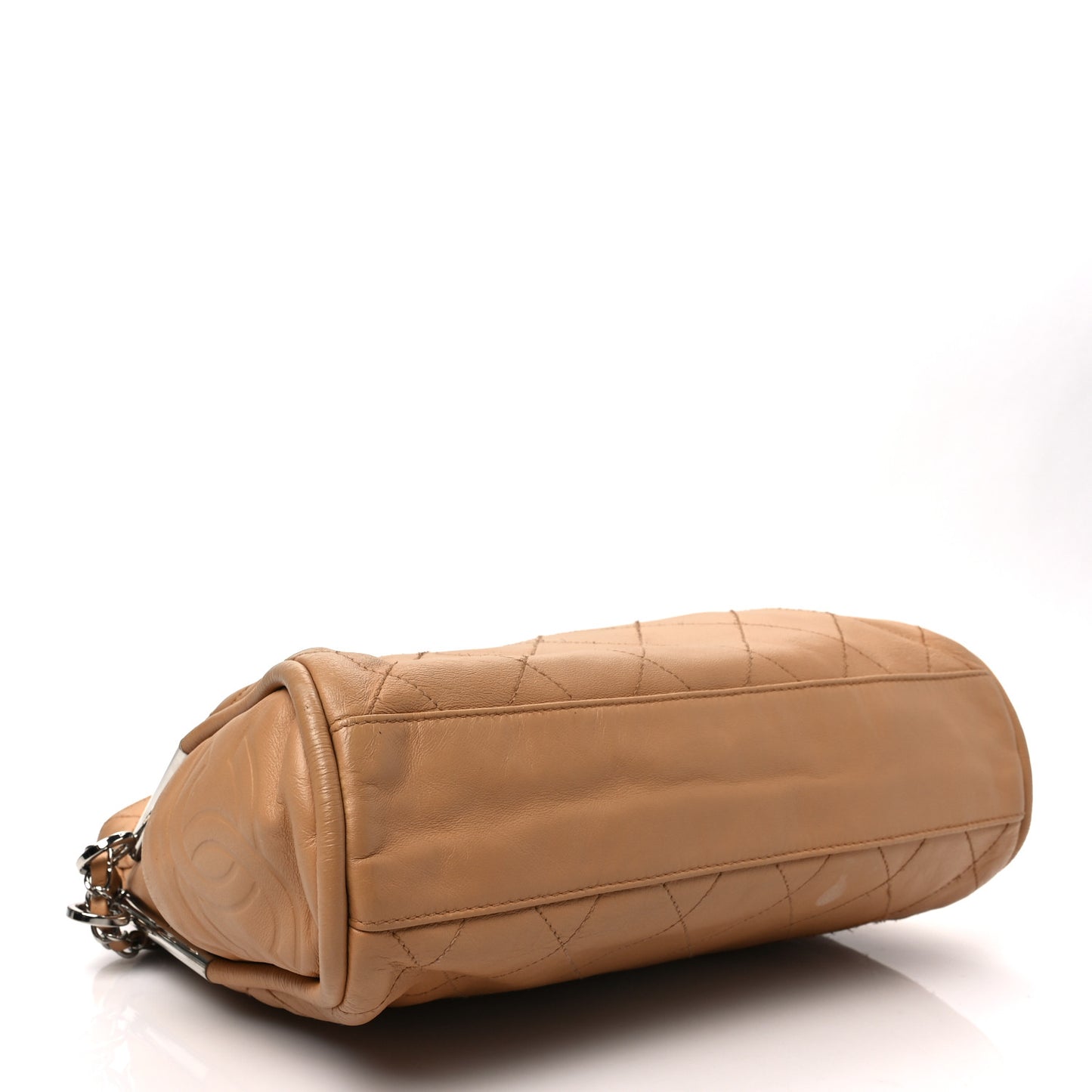 Lambskin Stitched Medium Ultimate Soft Tote Beige
