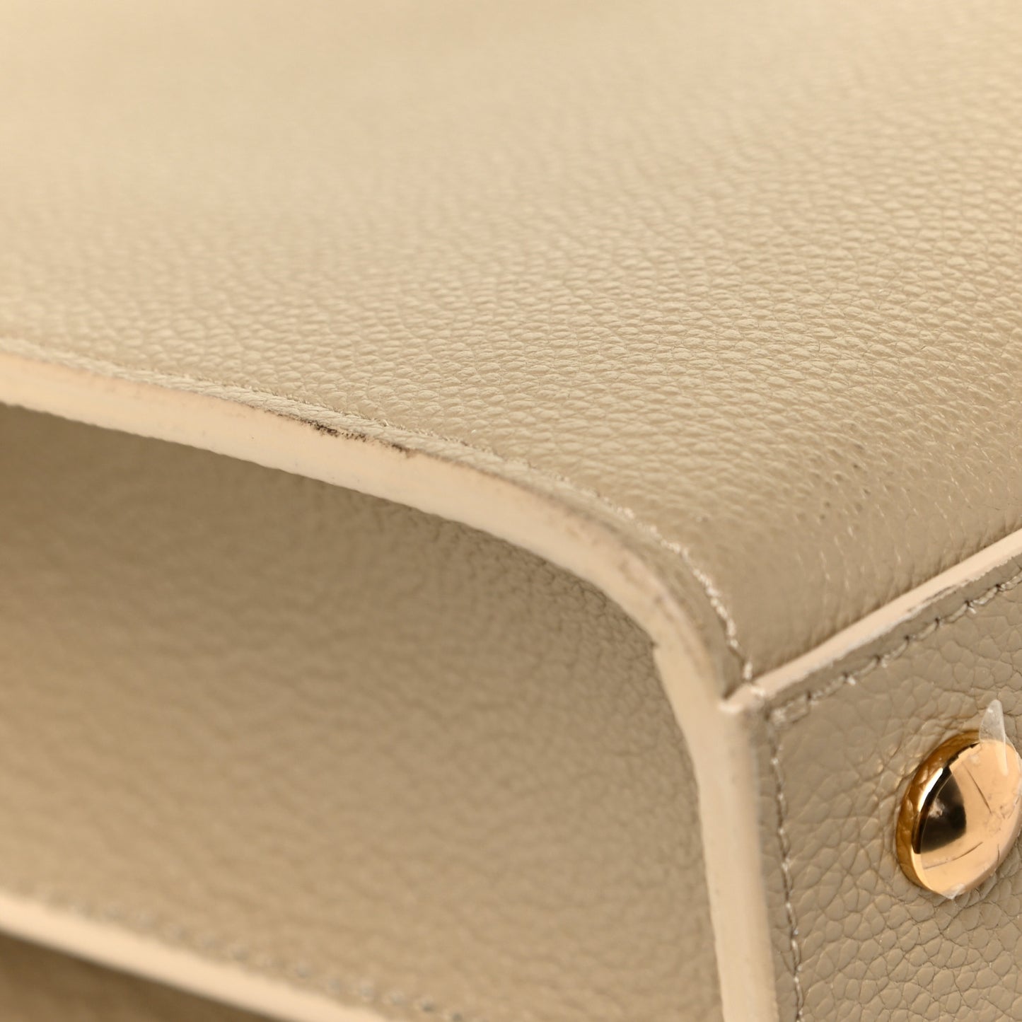 Grainy Calfskin Title Bag Light Beige