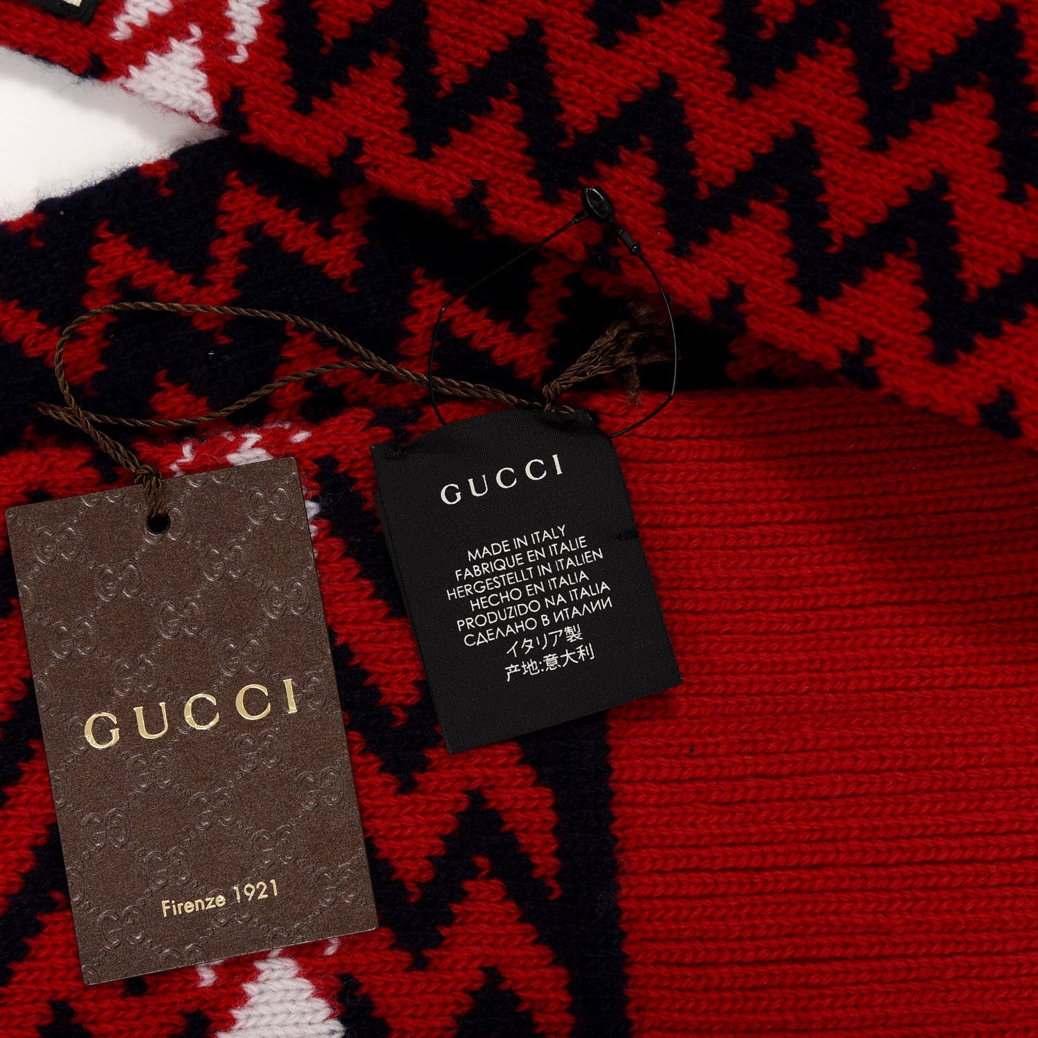 Gucci Wool Zigzag Scarf White Red Blue 3 of 4