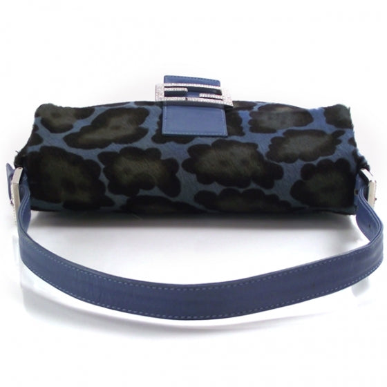 Fendi Calf Hair Leopard Print Baguette Blue 6 of 13