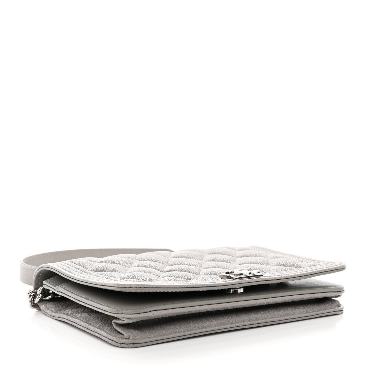 Caviar Quilted Boy Wallet On Chain WOC Grey