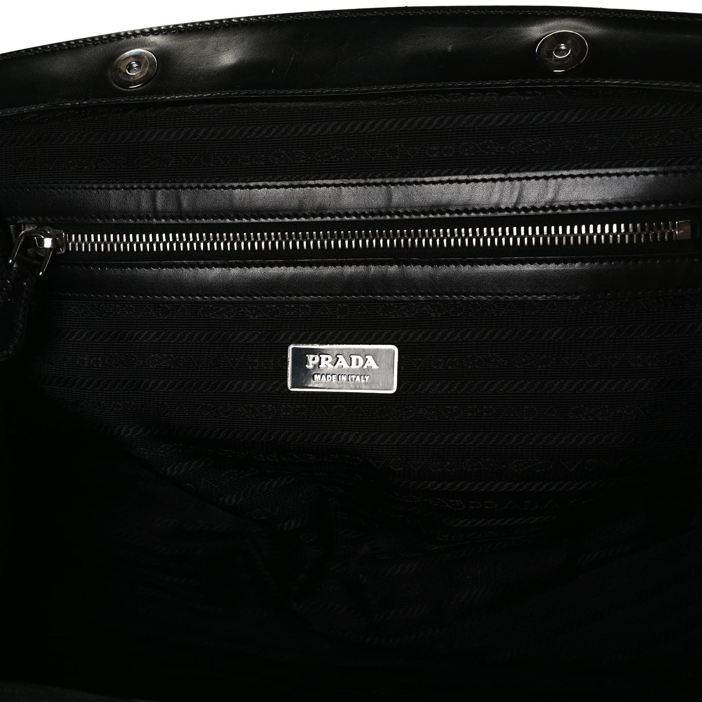 Tessuto Nylon Calfskin Frame Satchel Black