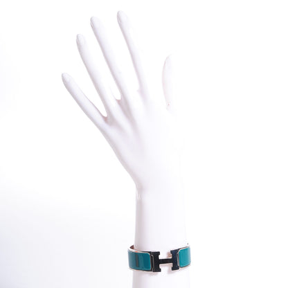 Hermes Enamel Clic Clac H Wide Bracelet PM Indian Bleu 2 of 5