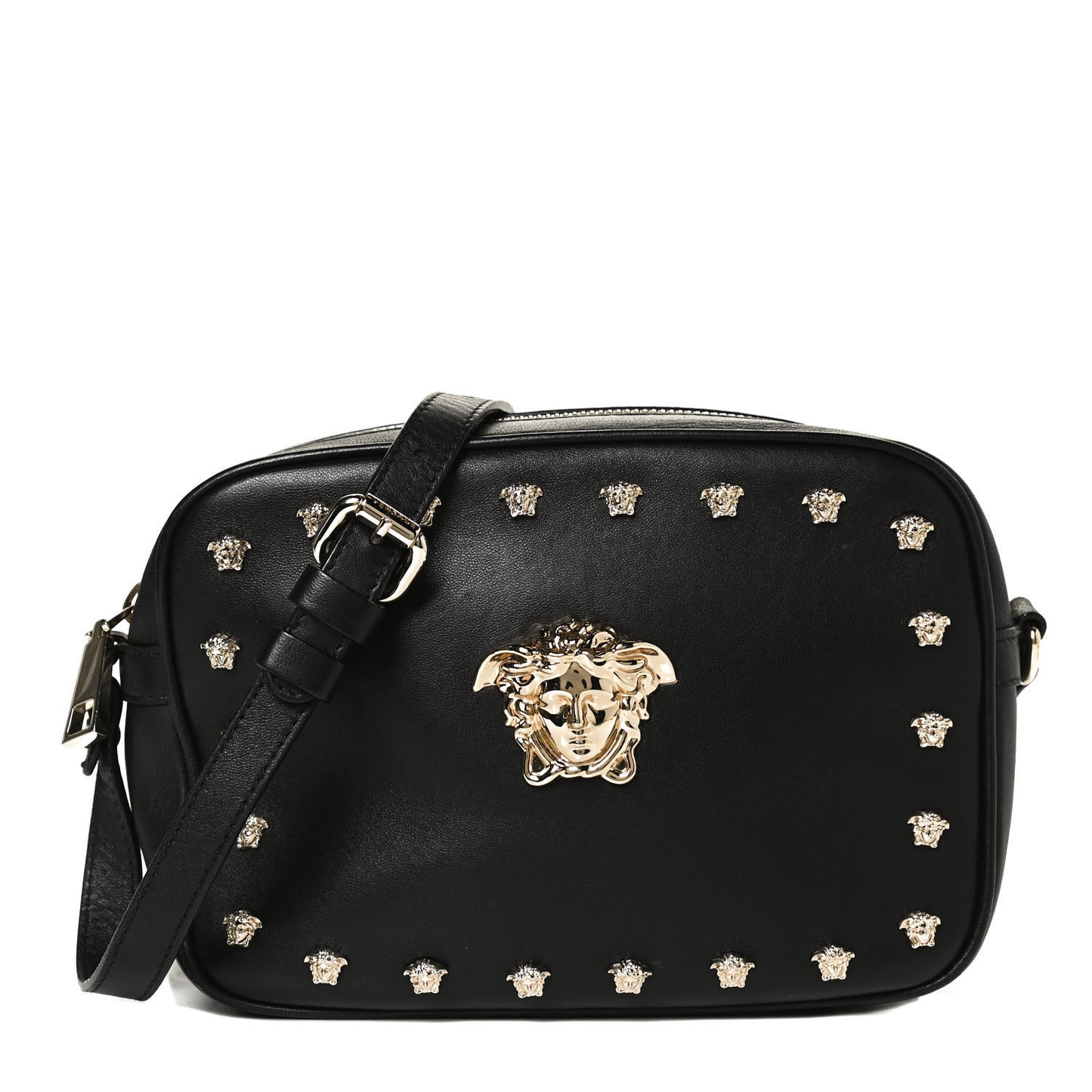 Calfskin Palazzo Medusa Camera Bag Black