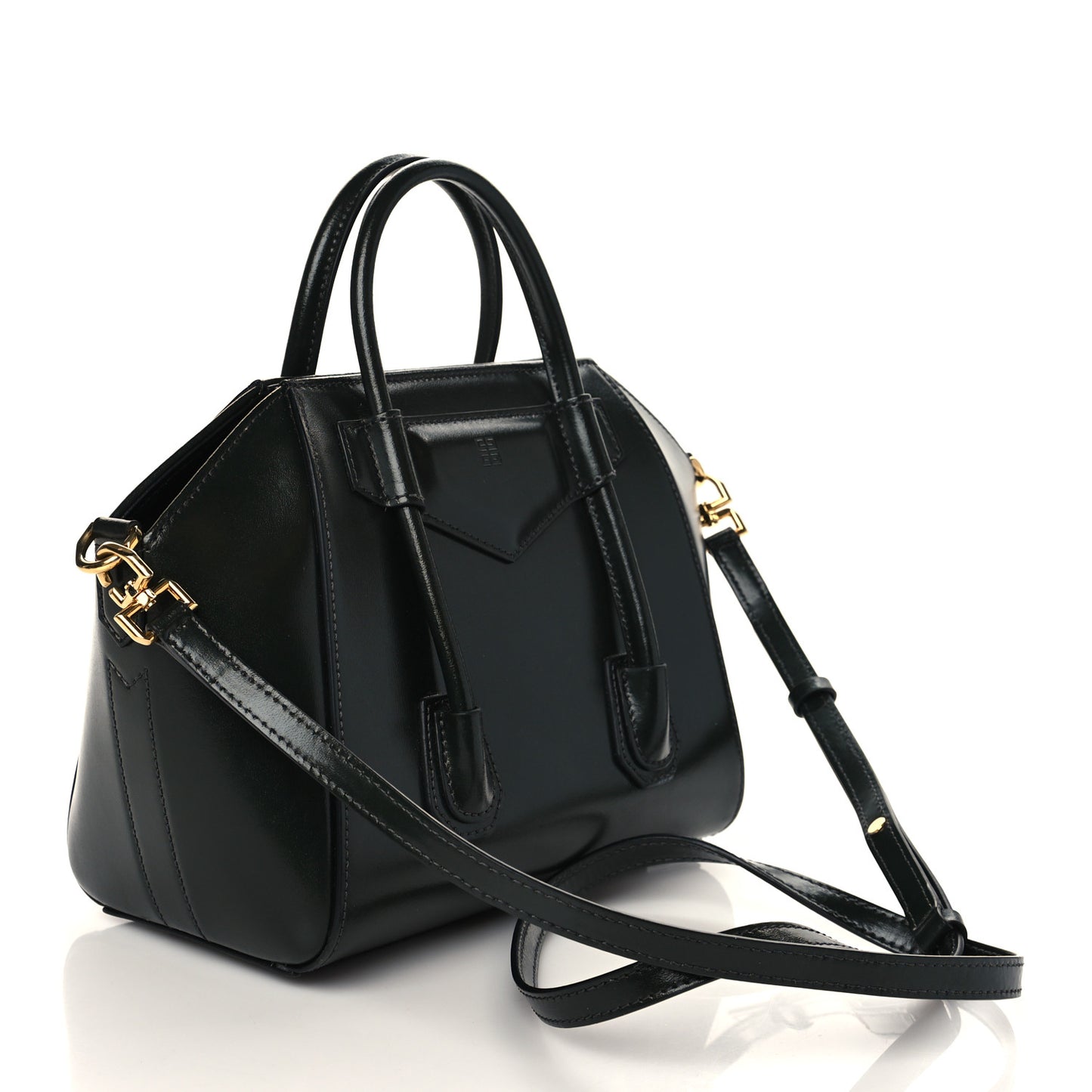 Box Calfskin Mini Lock Antigona Shoulder Bag Green Forest