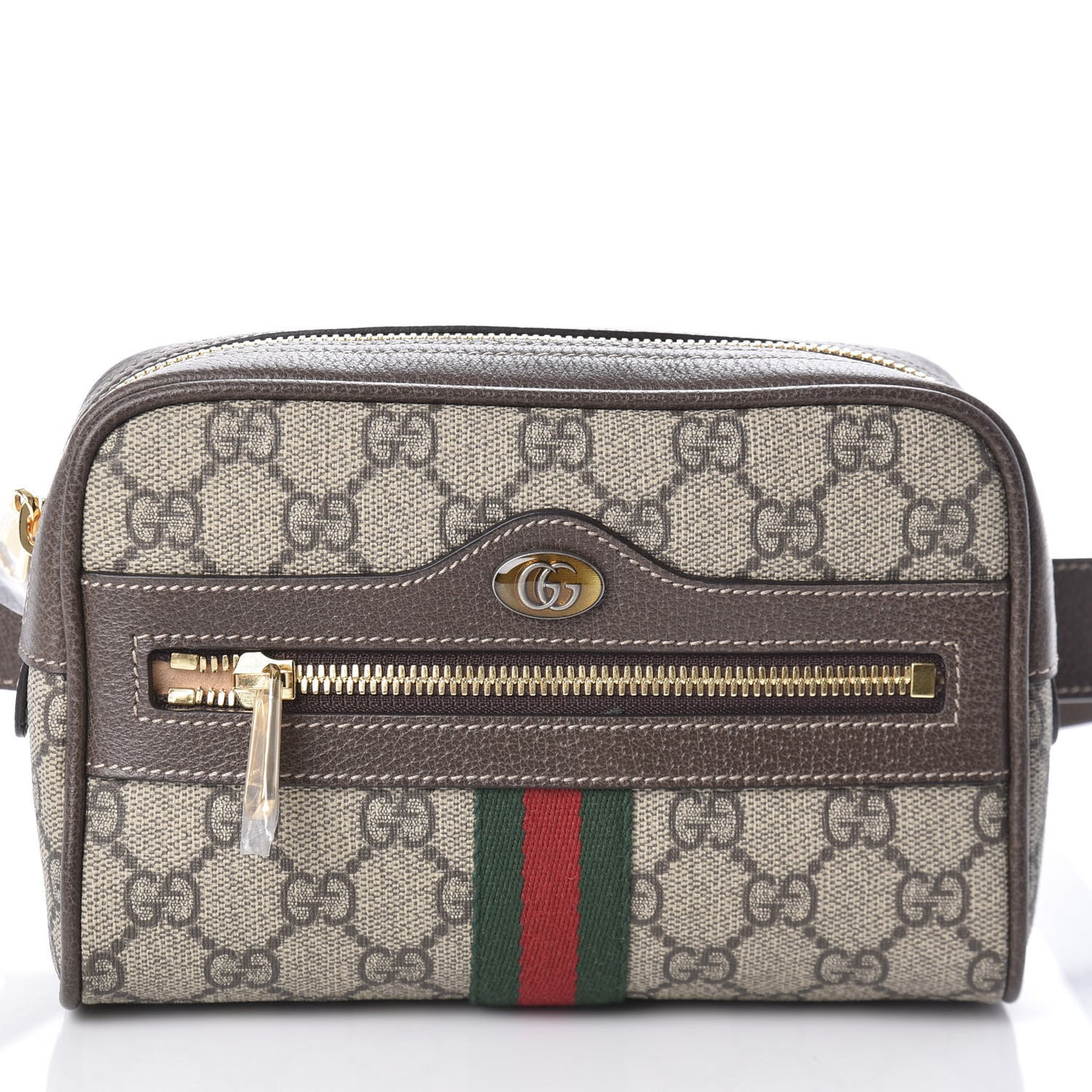 GG Supreme Monogram Web Small Ophidia Belt Bag 75 30 Dark Brown
