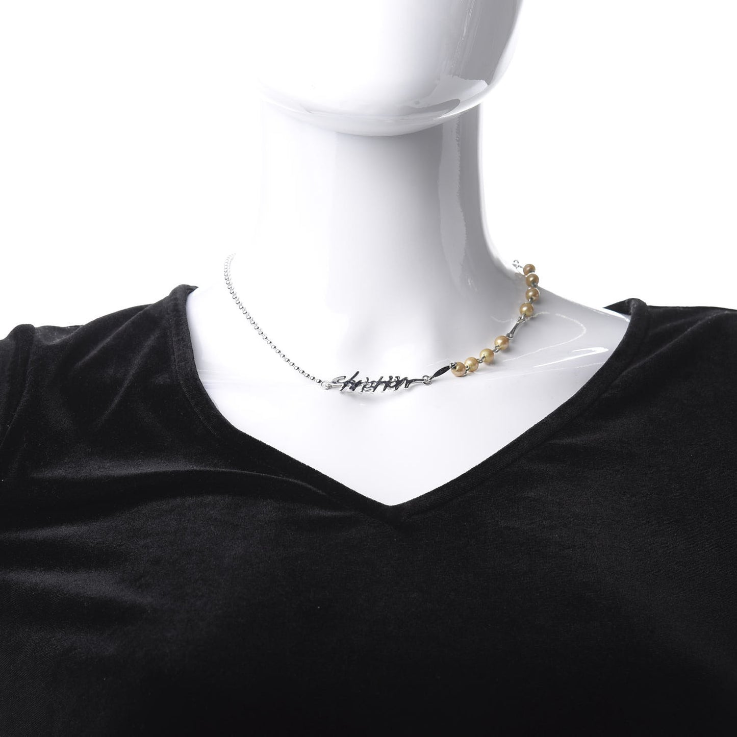 Pearl Logo Necklace Silver