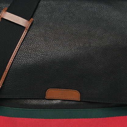 Gucci Pebbled Calfskin Web Messenger Bag Black 8 of 14
