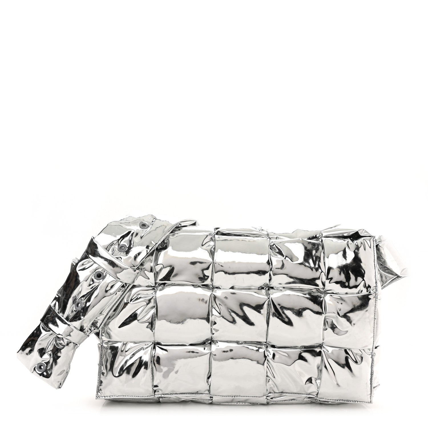 Bottega Veneta Metallic Calfskin Maxi Intrecciato Padded Cassette Crossbody Bag Silver 1 of 9