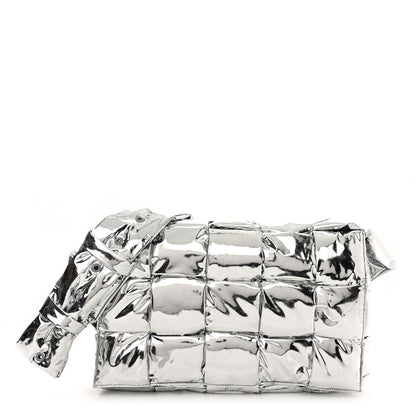 Bottega Veneta Metallic Calfskin Maxi Intrecciato Padded Cassette Crossbody Bag Silver 1 of 9