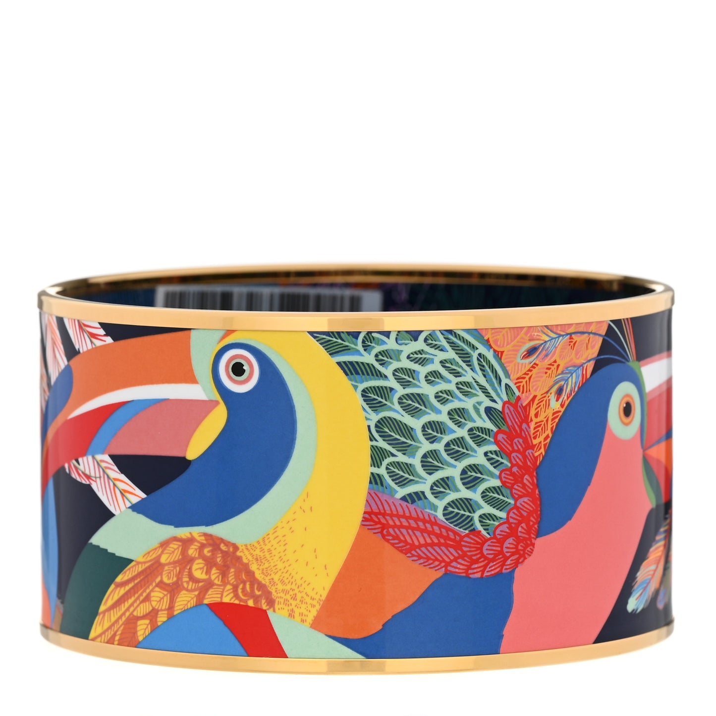 Enamel Toucans De Paradis Extra Wide Bracelet 70 Indigo