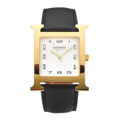 Hermes Stainless Steel Epsom 30.5mm Heure H Hour Quartz Watch Noir 1 of 6