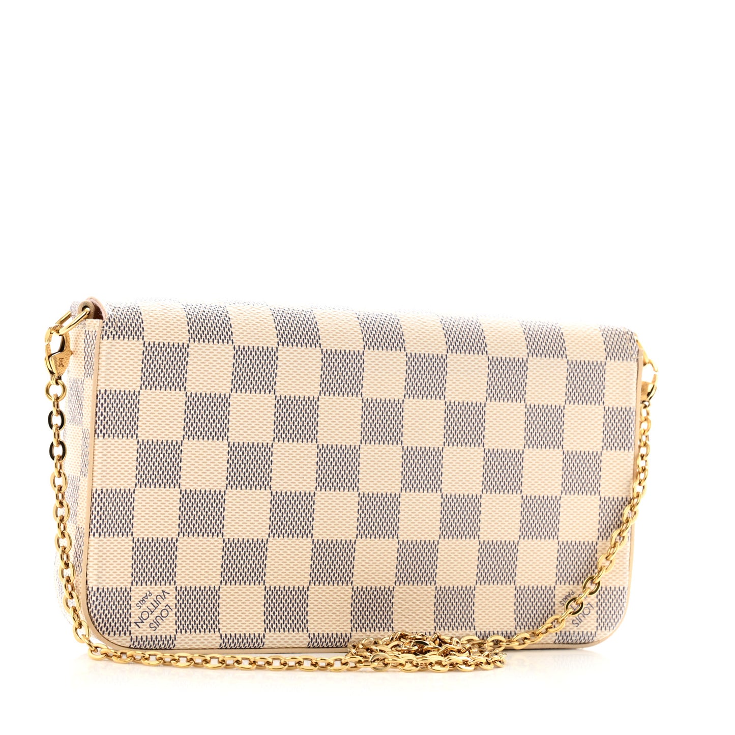 Damier Azur Pochette Felicie Chain Wallet Rose Ballerine