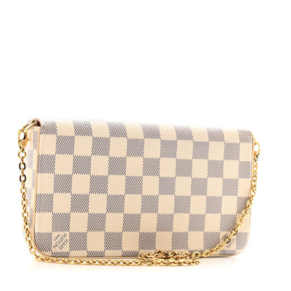 Louis Vuitton Damier Azur Pochette Felicie Chain Wallet Rose Ballerine 4 of 13
