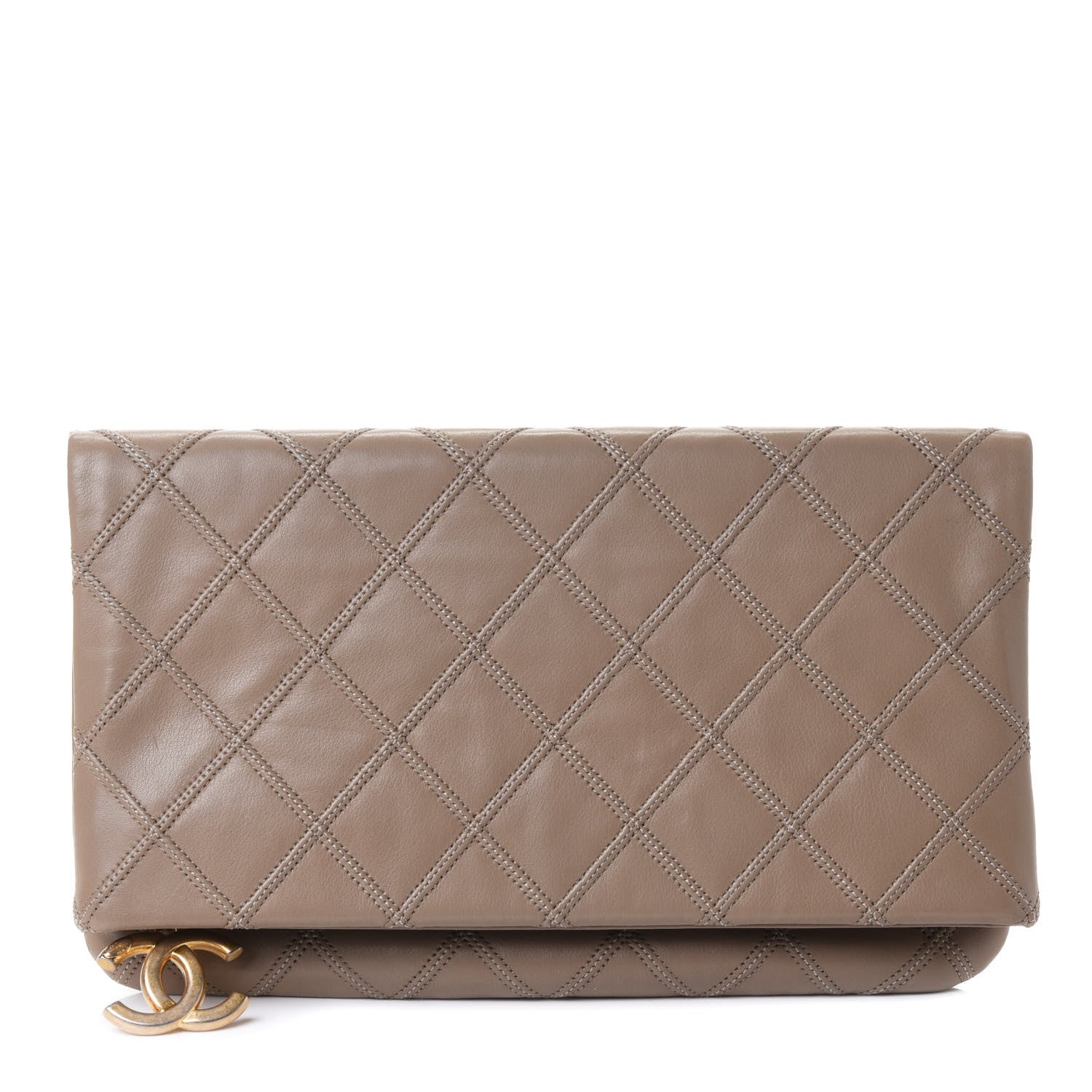 Chanel Calfskin Stitched Thin City Clutch Dark Beige 1 of 4