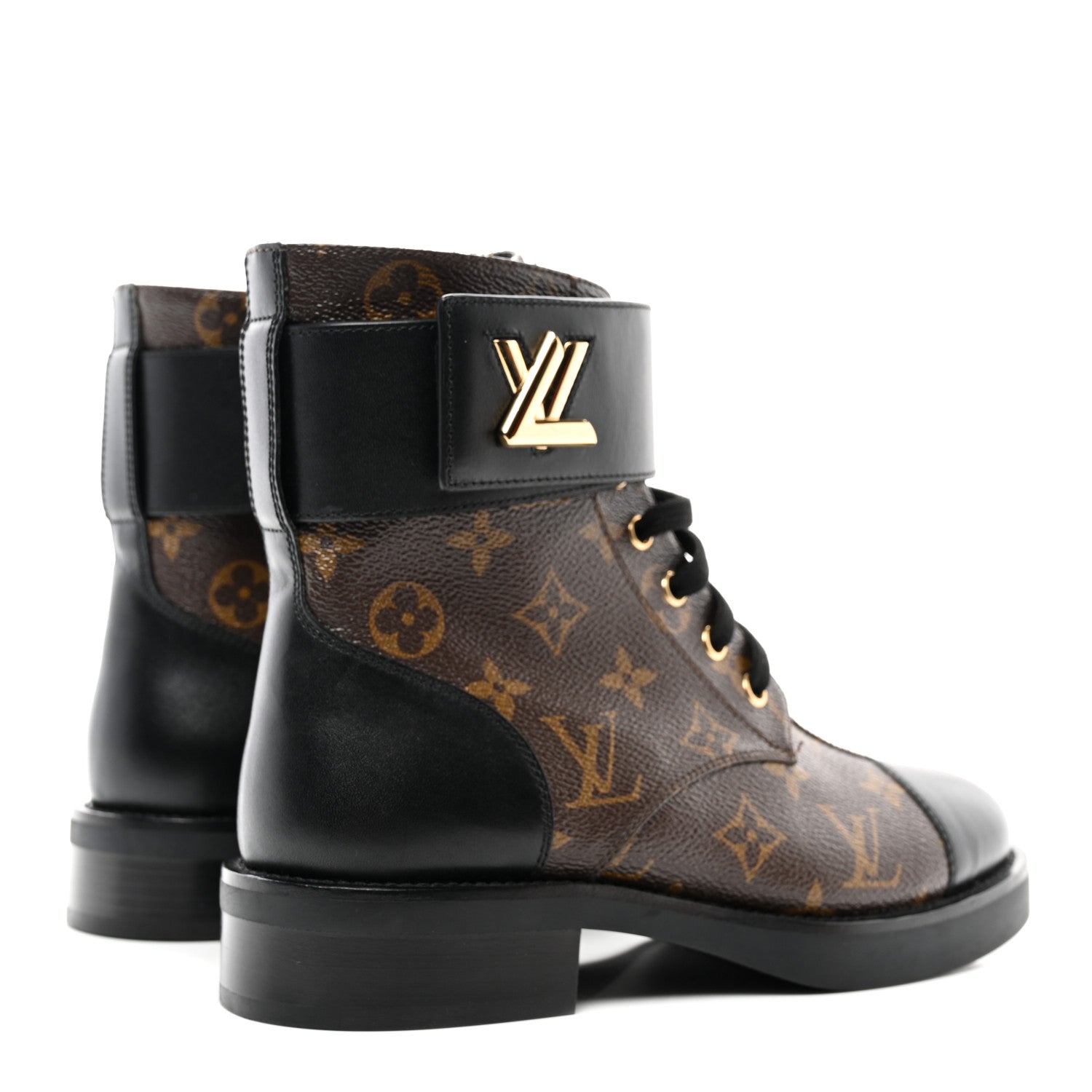 Louis Vuitton Calfskin Monogram Wonderland Flat Ranger Boots 37 Black 4 of 10