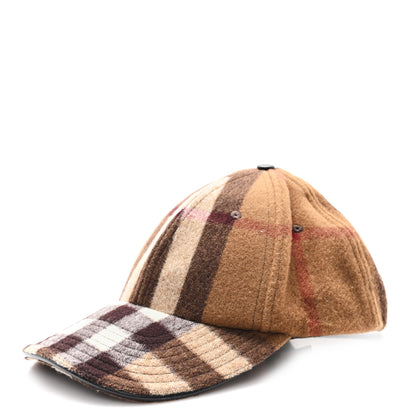 Burberry Wool Check Baseball Cap M Dark Birch Brown 1 of 6