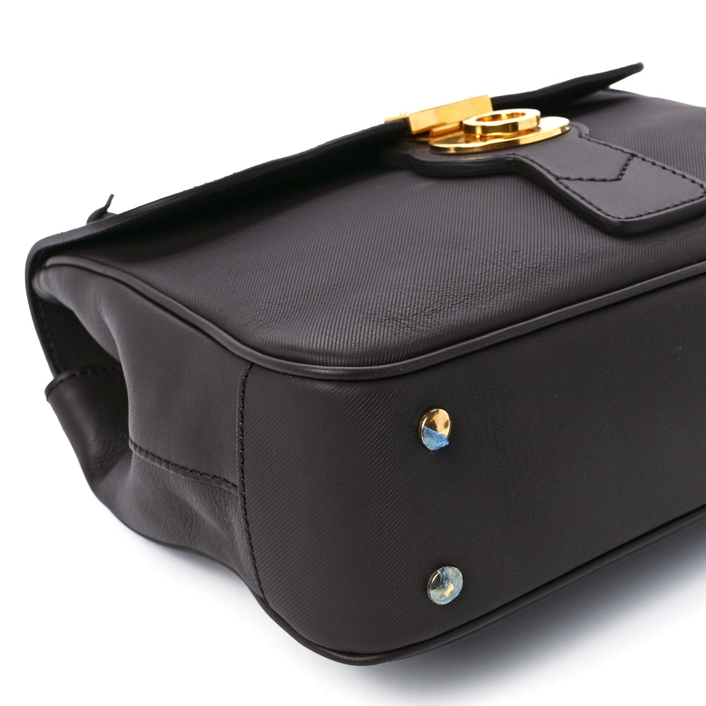 Trench Calfskin Medium DK88 Top Handle Bag Dark Chocolate
