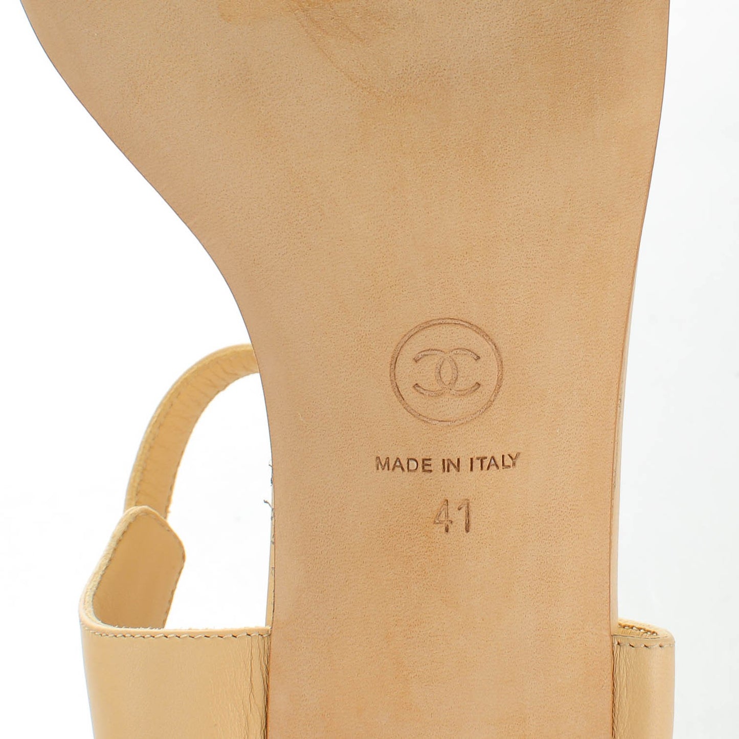 Lambskin Quilted Reissue Chain Pearl CC Sandals 41 Beige