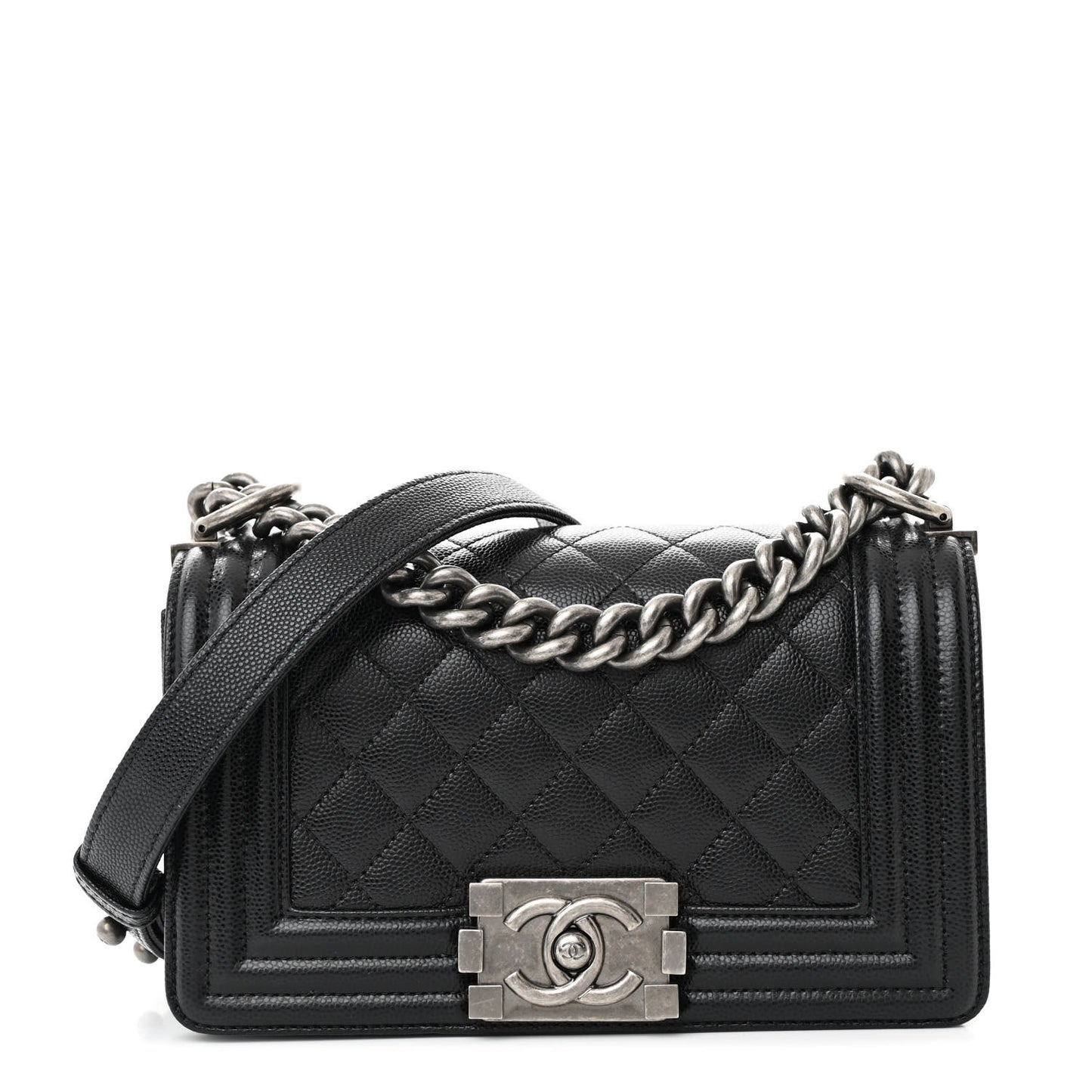 Caviar Quilted Small Boy Flap Black