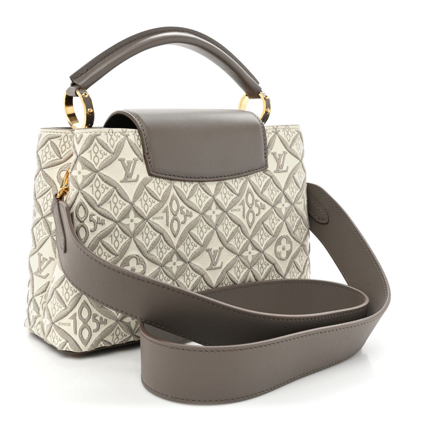 Louis Vuitton Calfskin Since 1854 Embroidered Capucines BB Ecru Taupe 3 of 13