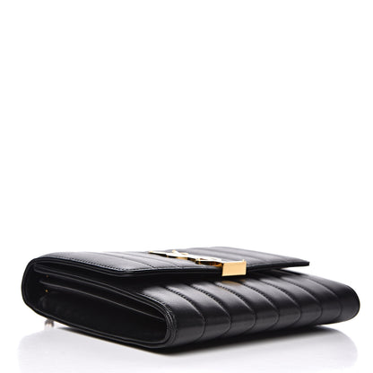 Saint Laurent Lambskin Matelasse Monogram Vicky Chain Wallet Black 4 of 13
