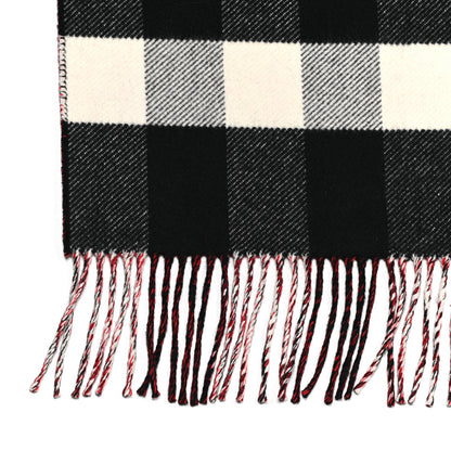 Burberry Cashmere Wool Check Helene Hooded Wrap Black White Red 2 of 3