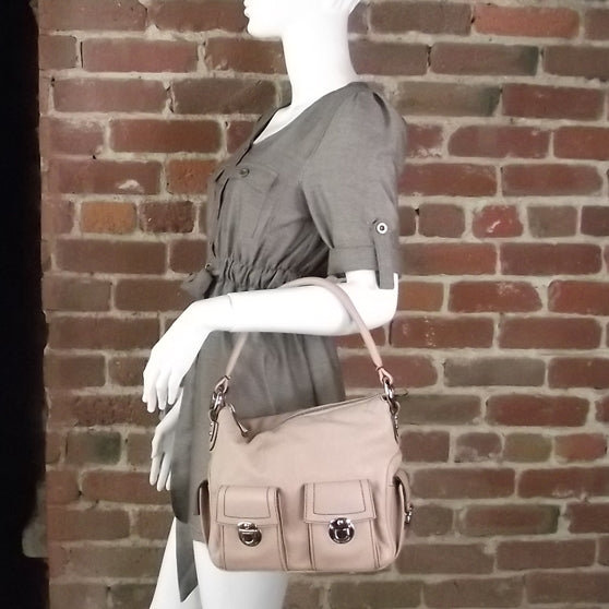Leather Large Multipocket Hobo Pink