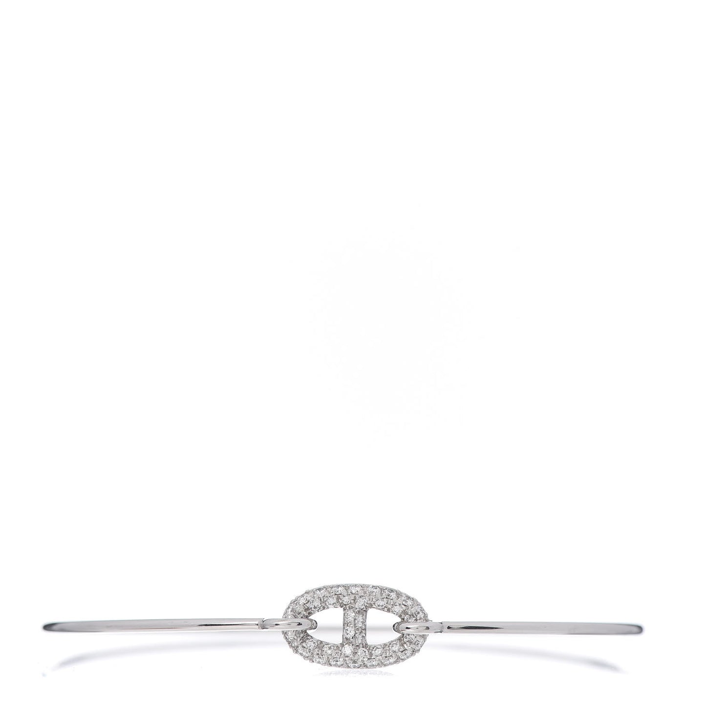 18K White Gold Diamond PM Ronde Chaine d'Ancre Bracelet ST