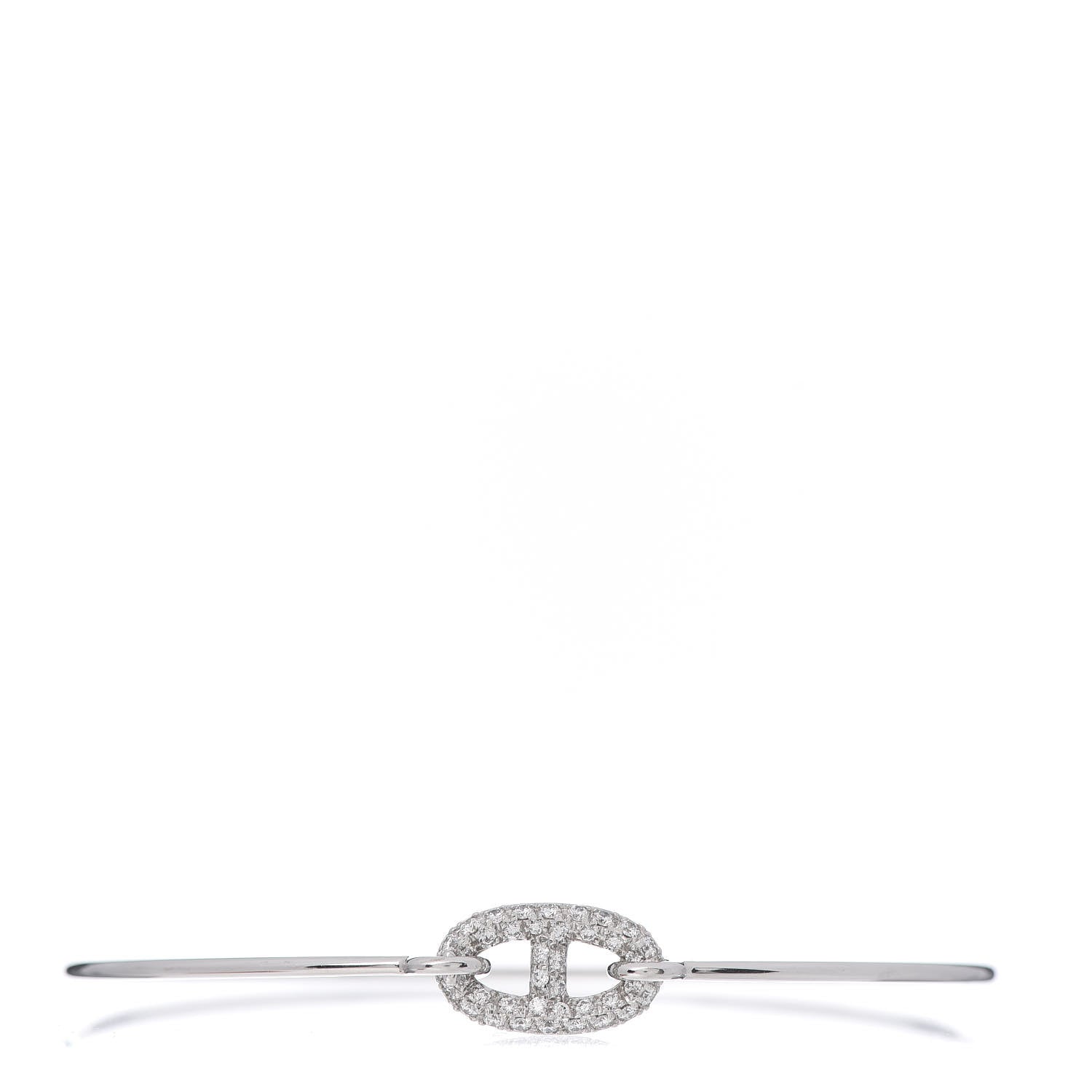 Hermes 18K White Gold Diamond PM Ronde Chaine d'Ancre Bracelet ST 1 of 4